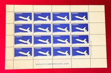 SPACE SHUTTLE ENTERPRISE NON-POSTAGE VALUE STAMP PLATE BLOCK