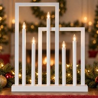 KerzenstäNder Adventsdeko Holz Fensterbank Xmas Tischleuchte Weiß H 51 Cm