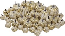 46 Pcs Assorted Size Artificial Pumpkins Fall Decorations Gold Foam Pumpkin