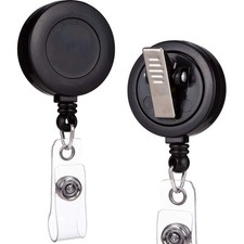 2 Pack Retractable ID Badge Reels with Swivel Alligator Clip for Office Nurses