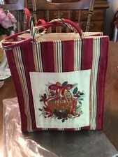 Longaberger 2005 Holiday Stripe Embroidered Tote Bag - NEW