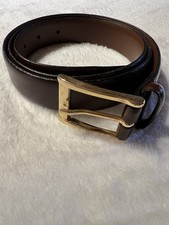 Made in Italy Italian Leather Mens Dress Belt 40/100 Brown Gold Tone Buckle