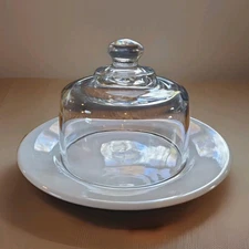Buffalo China Cheese Plate with Glass Dome Made In USA 6 9 Inches