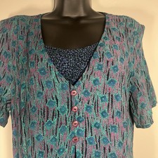 Saint Tropez West Vintage Green Pattern Layered Maxi Dress Size 12