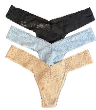 NEW HANKY PANKY DAILY LACE LOW RISE THONGS 3 PACK SZ OS