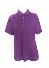 Clover by Bobby Jones Puff Sleeve Collared Polo Shirt Size Large Purple