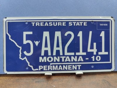 Montana License Plate Tag  ️ Big Sky Mountain Treasure state 5 AA2141 Permanent