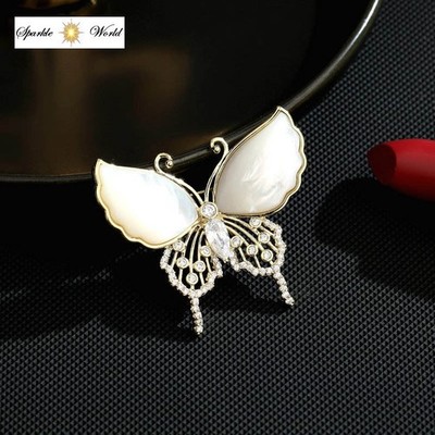 Exquisite Gold funkelnde Strass Schmetterling Brosche für Damen Anstecknadel Mantel Brosche