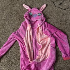 One Piece Adult Pajama Costume L Fleece Pink Stitch