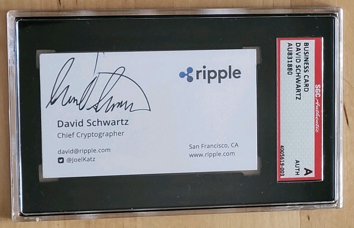 Ripple XRP David Schwartz Chief cryptographer Autographed Business Card SGC  | eBay