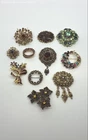 Vintage Rhinestone Brooch Pin Lot Assorted Styles Costume Jewelry 12 Pc