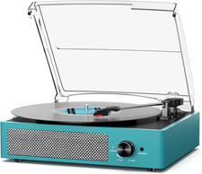 Vinyl Record Player Turntable with Built-In Bluetooth Receiver and 2 Speakers