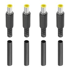 6.0x4.4mm DC Male Plug, 4 Pack DIY DC Barrel Connector with Shrink Tube, Yellow