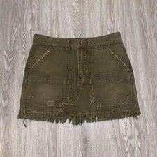 Free People Dark Green Khaki Cargo Mini Skirt