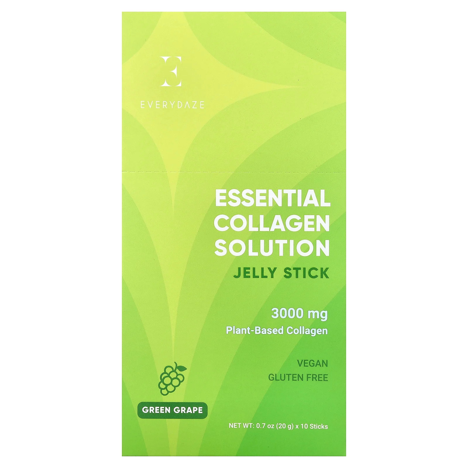Желейный стик Essential Collagen Solution, Зеленый виноград, 10 стиков, 0,7 унции (20 г)