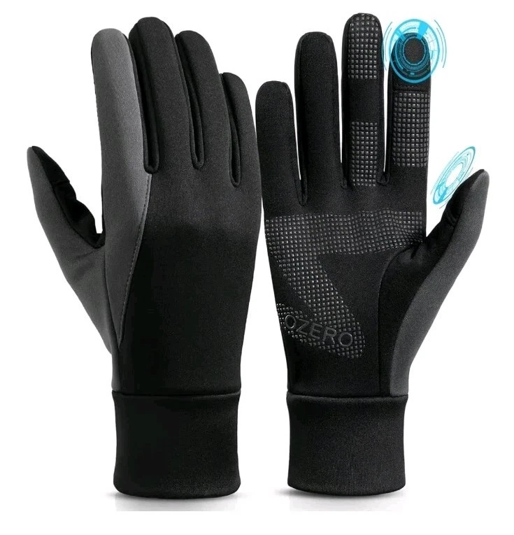 OZERO Winter Touchscreen Gloves for Men: Warm Running Small, Black-gray