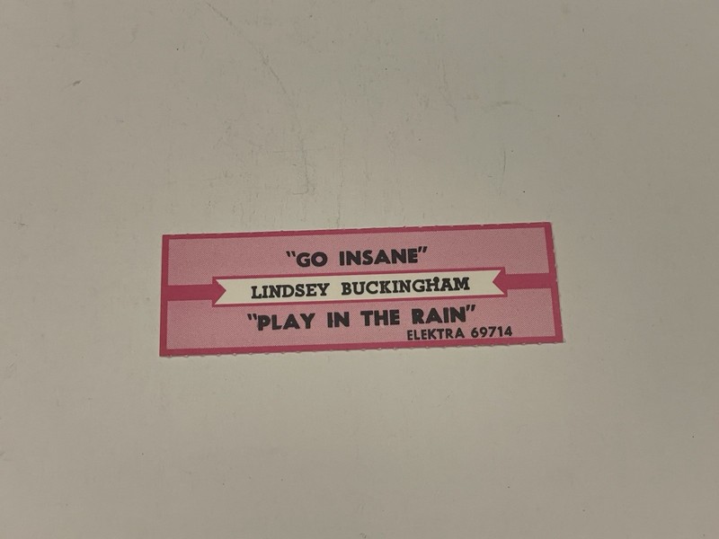 Jukebox Title Strip Lindsey Buckingham Go Insane Elektra 69714