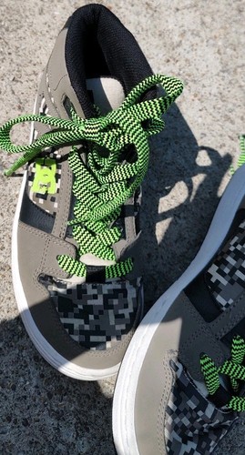 DC Rebound Skateboard Shoes High Top Youth 5.5 Pixel Gray Neon Green NEW RARE - Picture 4 of 13