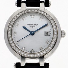 LONGINES L8.110.0 PrimaLuna Bezel Diamond Quartz Stainless Steel Leather