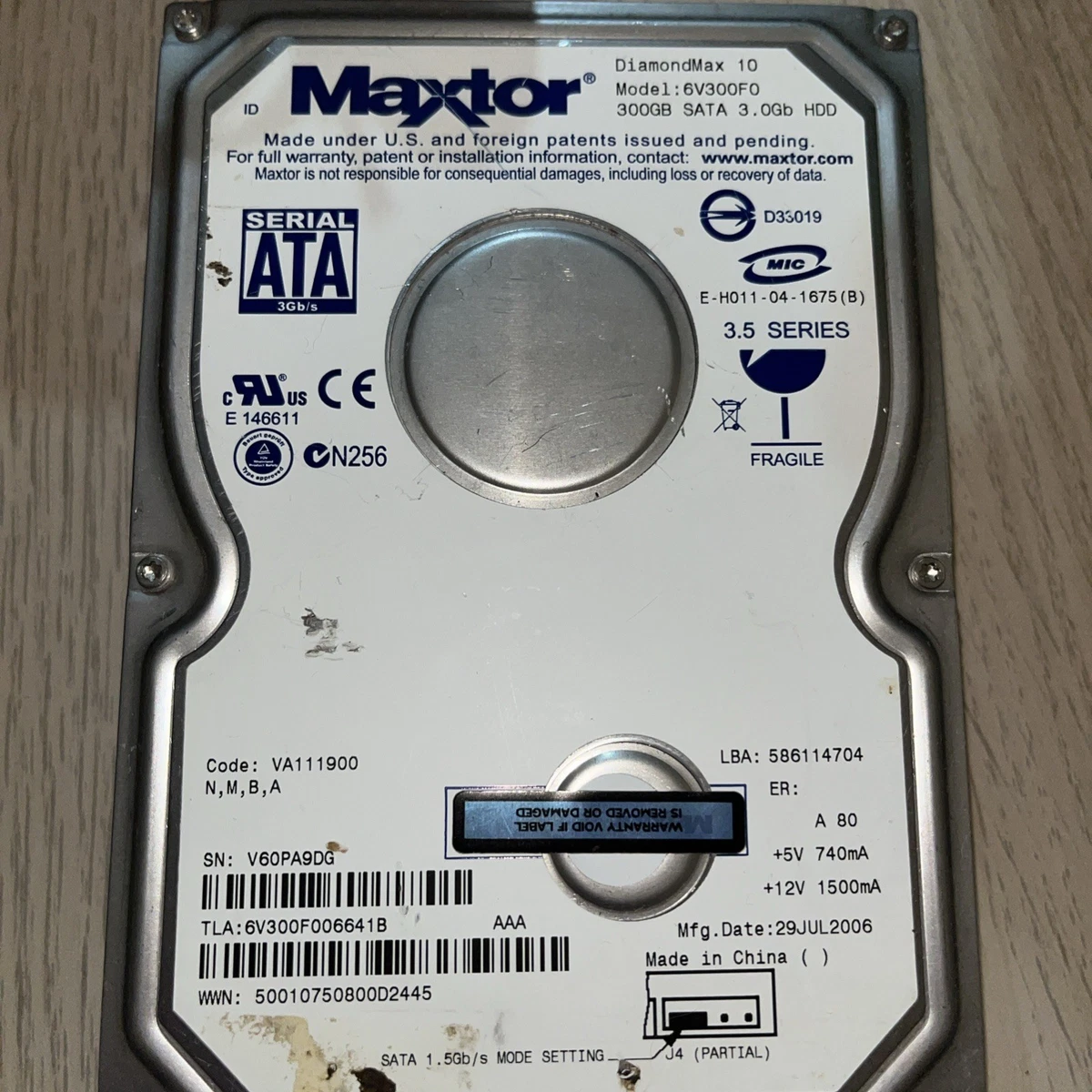 Disque Dur Maxtor DiamondMax 10 – 250 Go – SATA II – 7200 RPM – 3,5″