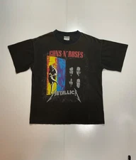 VTG 90s 1992 Brockum USA Large Metallica Guns N Roses Concert Tour T Shirt Black