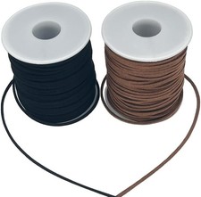 Faux Leather Cord 2 Rolls Flat Black and Brown Craft String