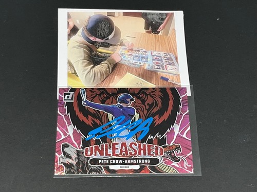 Pete Crow-Armstrong Cubs Signed 2023 Panini Donruss Unleashed Pink