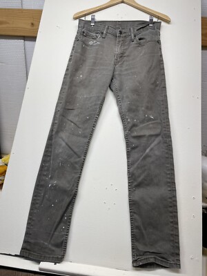 Levi's 511 Jeans Mens Grunge Paint Splatter 30x32 Slim Fit Straight Gray Denim