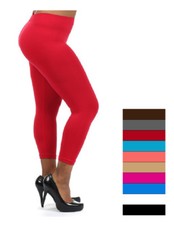 Womens Capri Thin Leggings One Size Fits XL,1XL,1X,2XL All Colors 