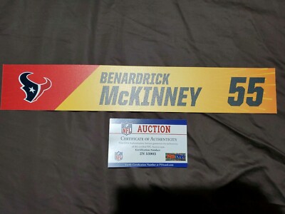 Benardrick McKinney Game Used Pro Bowl Houston Texans Locker Room Name  Plate psa