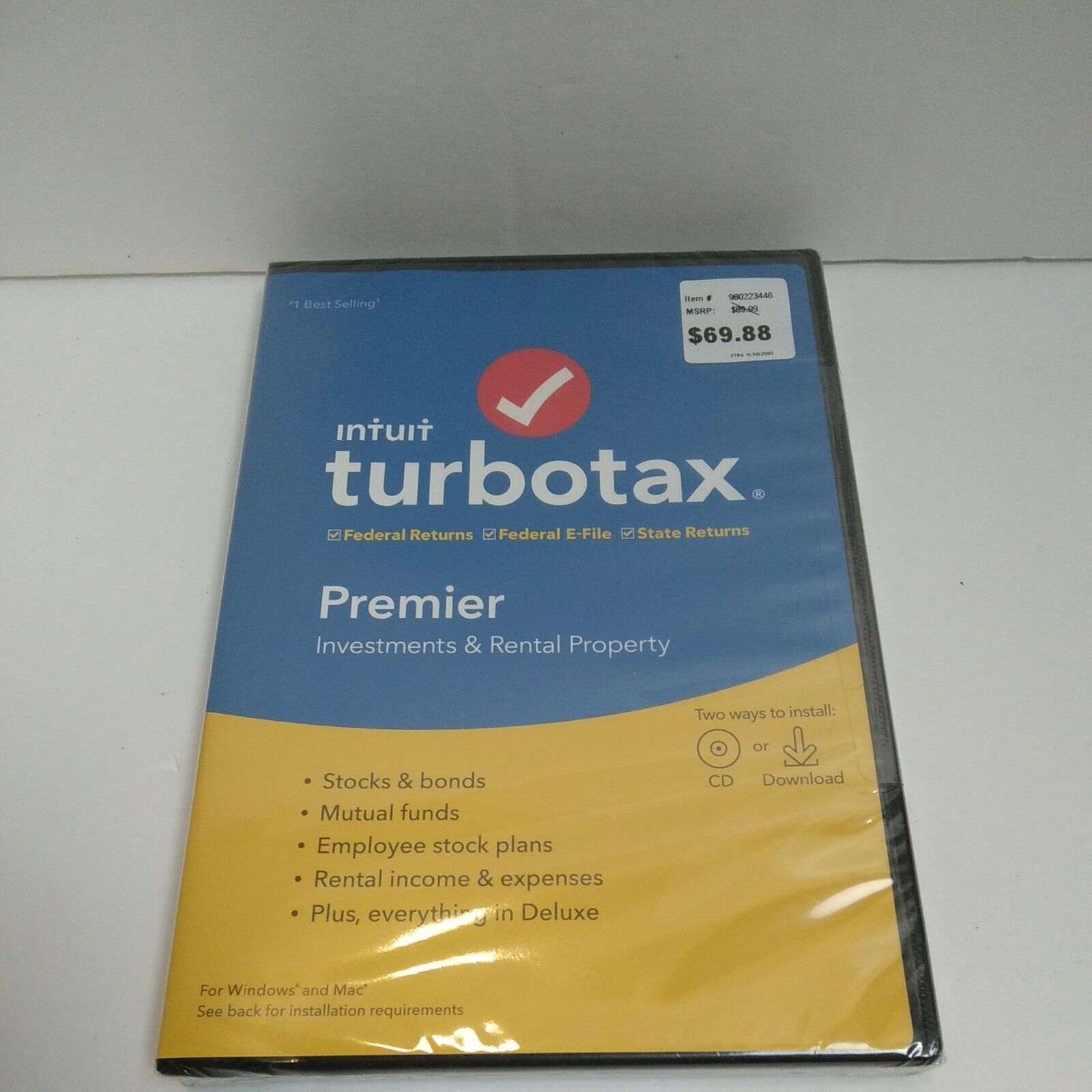 Intuit Turbotax Premier 2019 Windows & Mac Disc or Download NEW sealed