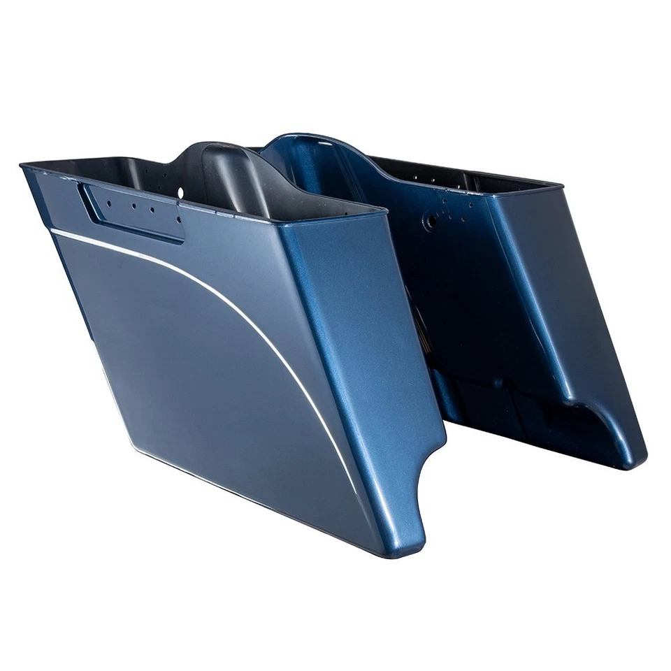 Dark Blue Pearl Stretched Saddlebags Extended Bag Fits 1993-2013 Harley Touring - Image 2 of 4