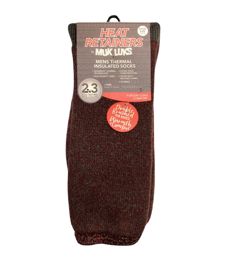 MUK LUKS HEAT RETAINERS THERMAL INSULATED SOCKS Men's Socks Red Shoe Size 10-13
