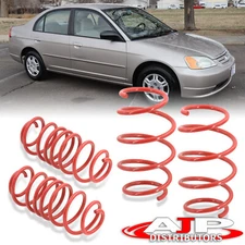 Red JDM Drop Suspension Lowering Springs Kit For 2001-2005 Honda Civic 2DR 4DR
