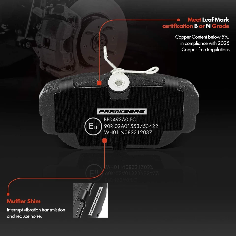 Brake Pads Set Front for BMW 3 Series E30 1982-1994 Z1 1988-1991 34111154443 - Image 3 of 4