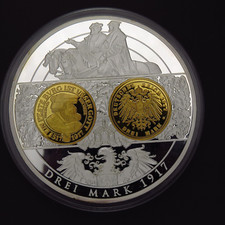 1000 Jahre Münzgeschichte Medaille "Drei Mark 1917" Riesenexemplar