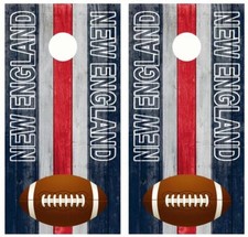 New England Football Themed Barnwood Cornhole Board Wraps FREE LAMINATION 3513