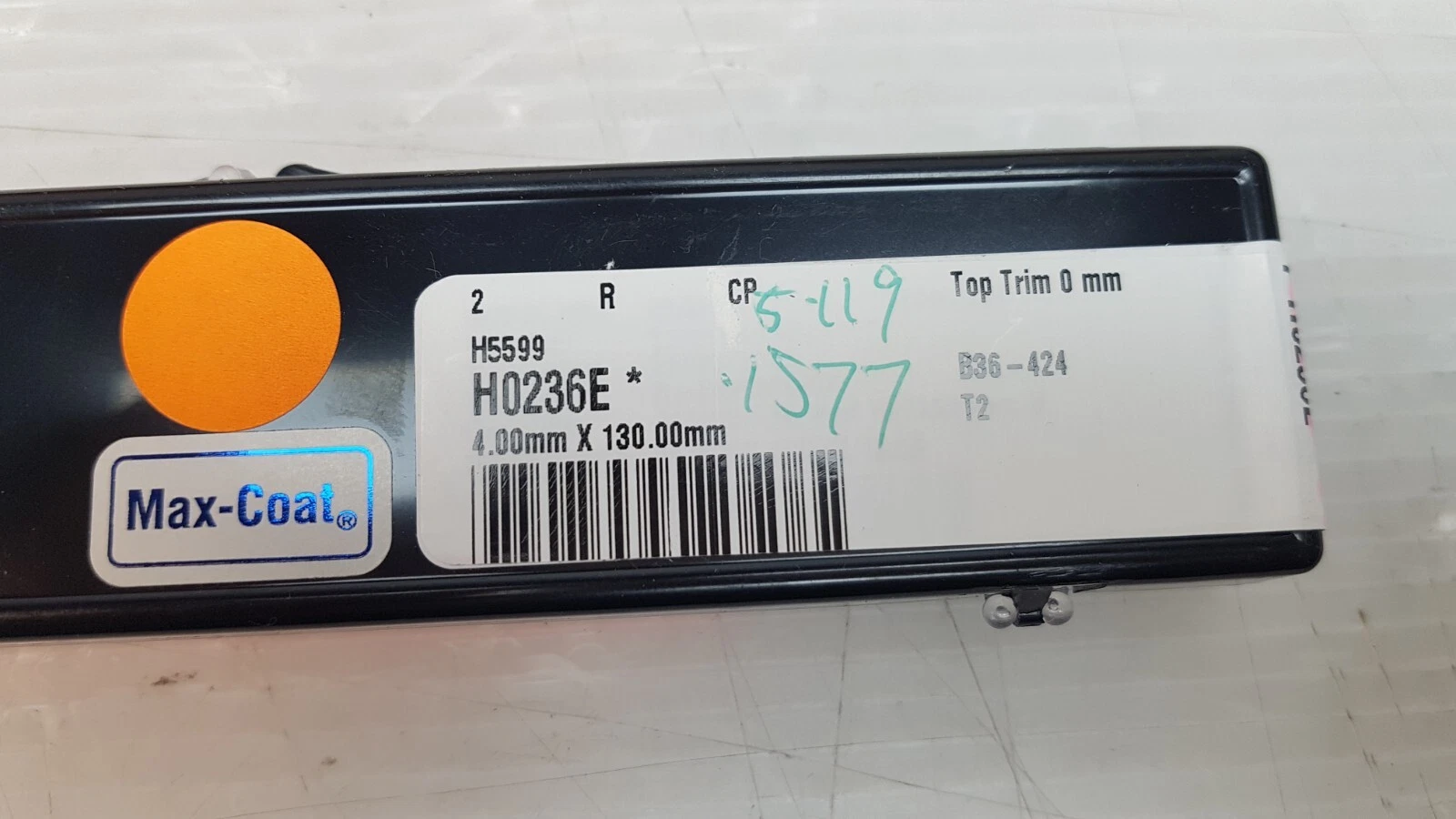 Label on black case: H0236E, 4.00 mm X 130.00 mm, Max-Coat