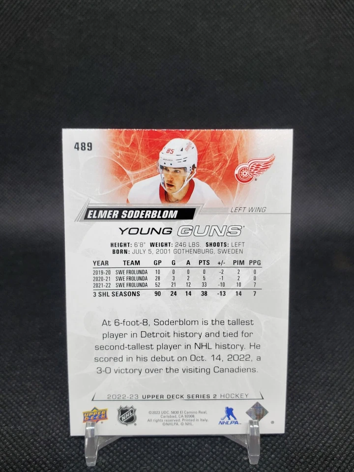 2022-23 Upper Deck Hockey Series 2 Elmer Soderblom 489 Young Guns  - Image 2 of 2