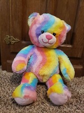 2012 Build A Bear Rainbow Plush Toy Stuffed Animal 16" Tie Dye Teddy Bear Pride