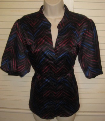 WORTHINGTON*Pretty Career Silky Blouse Button Front Puff SS Nice Details*SZ 10*