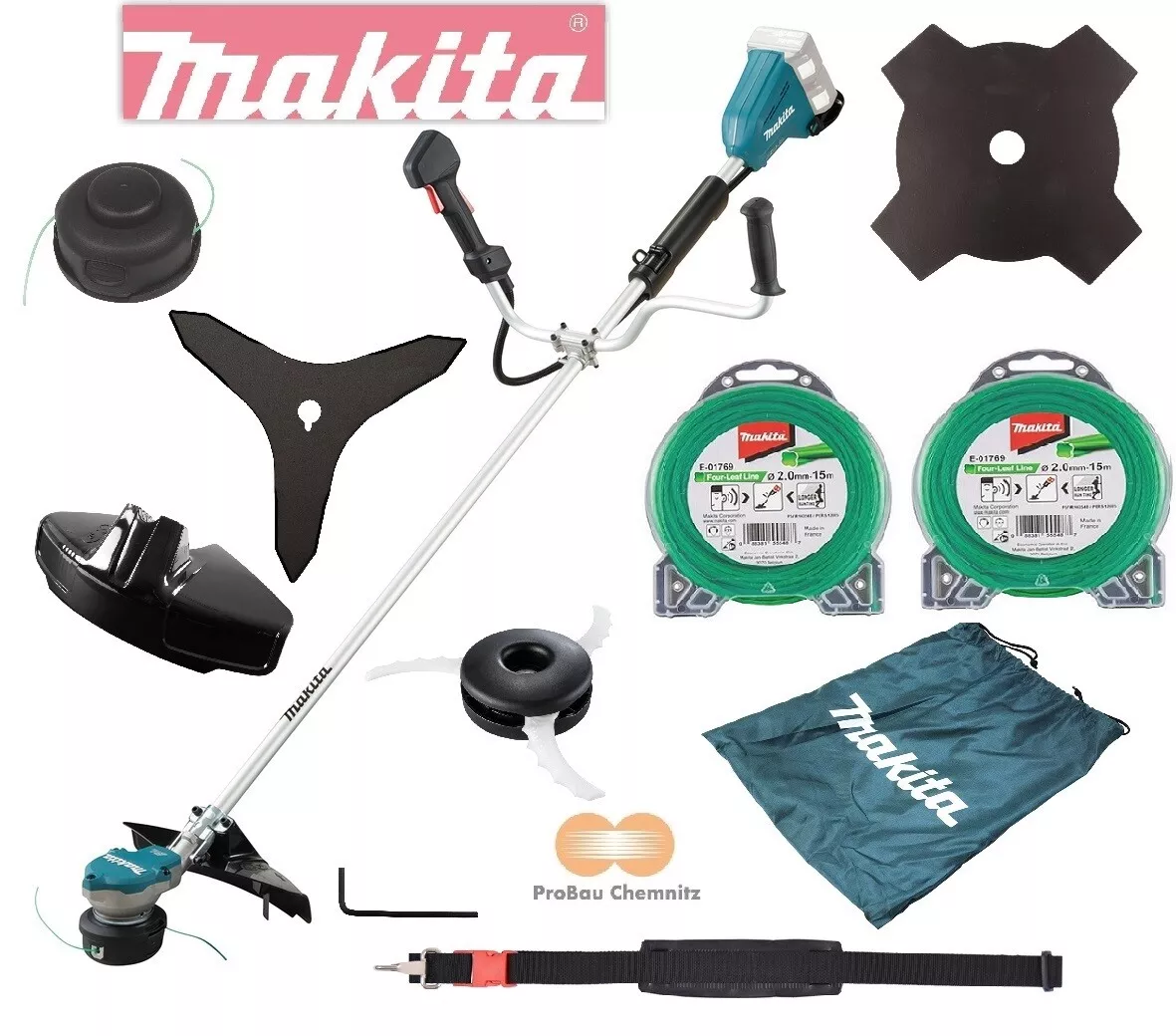 Makita 2x18V Akku Freischneider DUR368AZ ohne Akku/LG + 30m Faden+ 