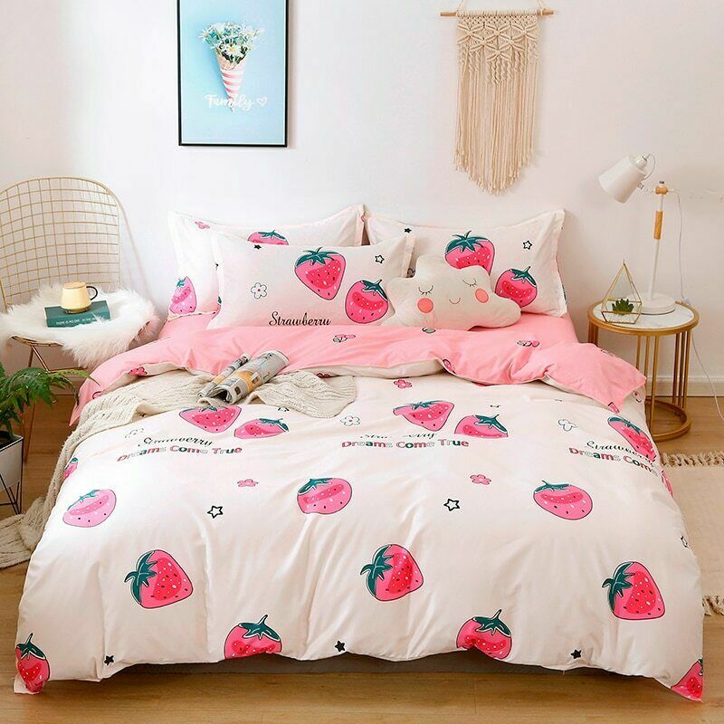 Bedding Set Simple Female Adult Linen Duvet Cover Pillowcase Bed Sheet Double