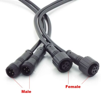 2/3/4 Pin IP65 Cable Wire Plug waterproof Strips DC Male Female Connector Cord