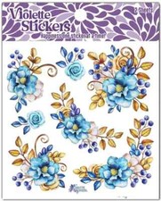 Violette Stickers 2 Sheets Blue Roses Vines Berries Leaves
