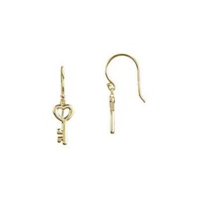 14K Yellow Petite Key Earrings