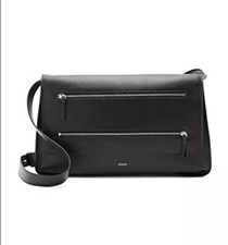 Vince Zip Line Black Caviar Leather Medium Zipper Bag Shoulder $495 Guc Purse