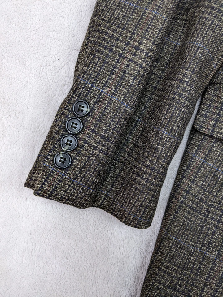 Chaqueta Blazer Chereskin Para Hombres 40R Beige Glen Check 100% Lana de Cordero Foto 4 de 4