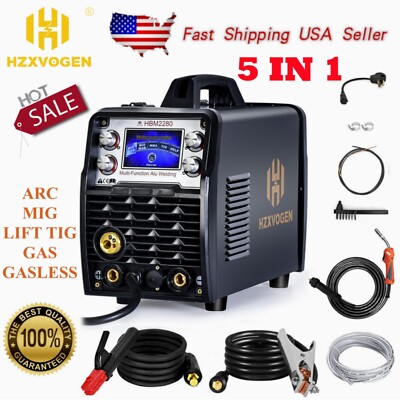 5 in 1 Aluminum MIG Welder 110/220V Gas/Gasless/MIG/Lift TIG/ARC Welding Machine
