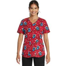 Scrubstar Women's Candy Cane Stitch Winter / Christmas Medical Scrub Top
